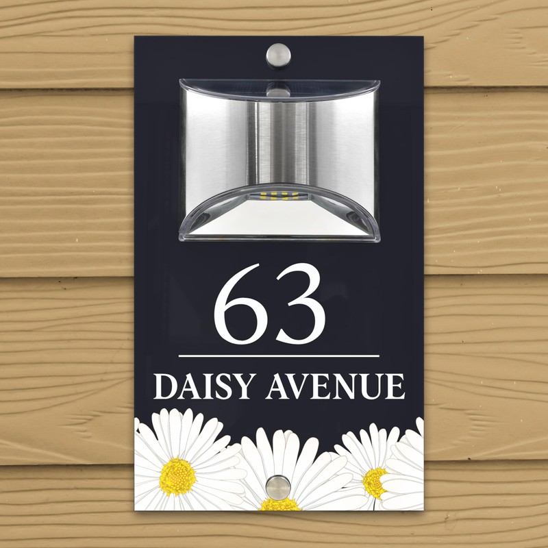 Custom Signs Solar Illuminated Modern Anthracite House Number Sign 24cm