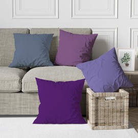 ggaimwf Plain Linen Cushion Covers for Sofa, Purple Gradient Cushion for Bed, Plant, Iris Flower Colour, Handmade Square Cushion Covers with Invisible Zip, 40 x 40 cm, Set of 4