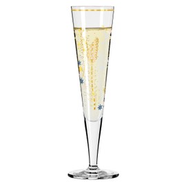 RITZENHOFF 1071037 Champagne Glass 200 ml - Goldnacht Series No. 37 - Edelweiss Motif with Real Gold - Made in Germany