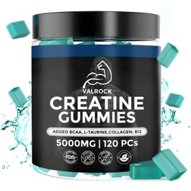 Creatine Monohydrate 5000mg 120 Gummies for Men | Added L-Taurine, BCAA's, Collagen, B12 | Muscle Growth Gains | Chewable Gummies, Mixed Berry Flavour (1 Month Supply)