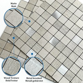 M MOFIT Stone Backsplash Tile Peel and Stick for Kitchen,Bathroom Square Mosaic Wall Sticker Panels Waterproof(Champagne 10pcs)