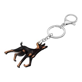WEVENI Acrylic Doberman Dog Keychain Pet Keyring Cute Jewelry For Women Girls Bag Car Wallet (Darkness)
