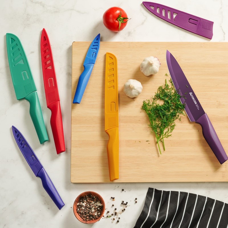 Astercook Knife Set, 12 Pcs Color-Coded Kitchen Knives Set, 6