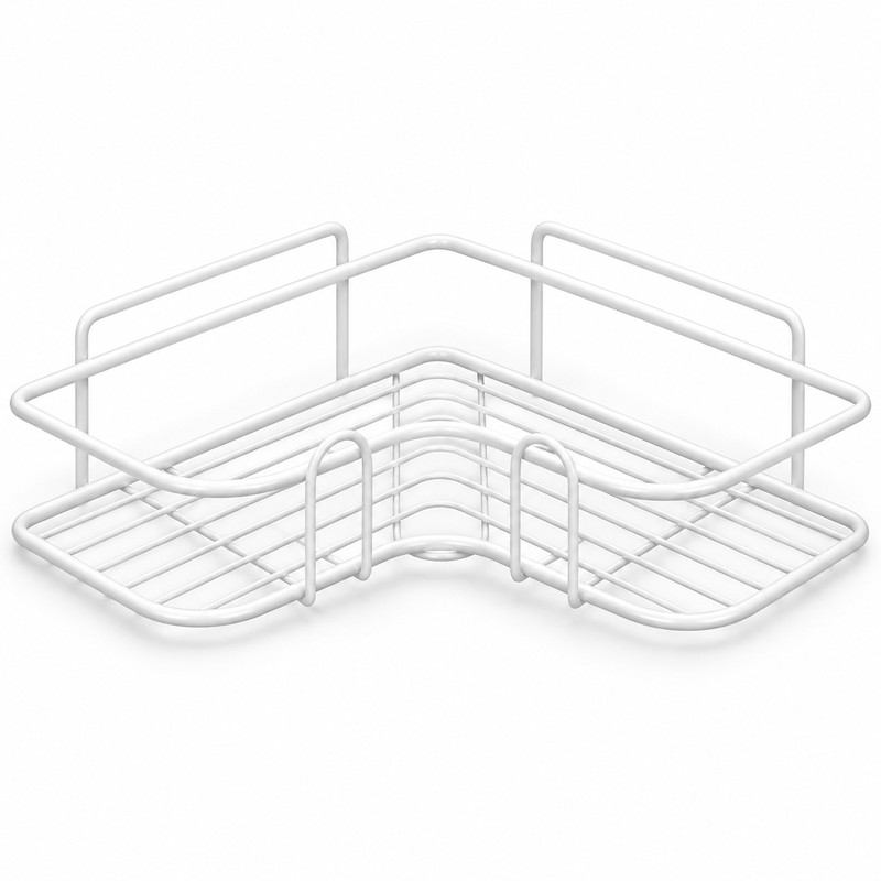 1PC Wall Mounted Non-Perforated Metal Triangle Storage Rack for Bathroom