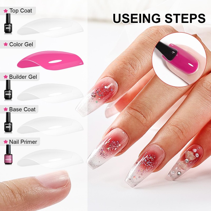 JODSONE 4 Bottles of 15ML Nail Primer Base Coat Top