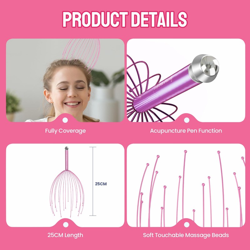 20 Fingers Scalp Stress Relax Massager, Head Scratcher Massager, Scalp