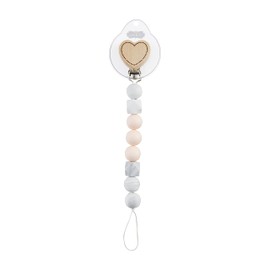 Mud Pie Heart Wood & Silicone Baby Pacifier Clip