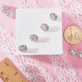 GORGECRAFT 1 Box 10Pcs Rhinestone Shank Buttons Silver Alloy Crystal Flower Shape Button Round Decorative Metal Buttons for DIY Sewing Crafts Shawls Dress Clothing Bags Embellishments Wedding Decor