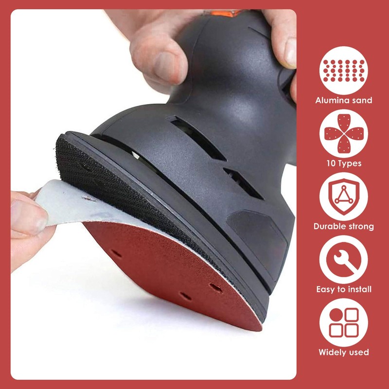 60 PCS Mouse Detail Sander Pads, 5 Holes Triangle Sandpaper,
