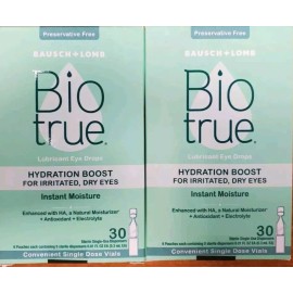Bausch + Lomb 2 Pk: Biotrue Hydration Boost Eye Drop 30 Single Dose Vials ea Exp. 11/30/24 W7B