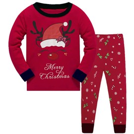 LXKA Christmas Pjs Kids 4-5 Years Reindeer Boys Xmas Pyjamas Girls Set Elk Clothing Little Toddler Winter Pajamas Children Clothes Unisex Sleepwear Cotton Long Sleeve Shirts 2 Piece Outfits