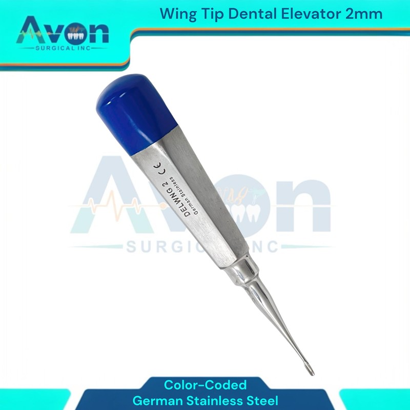 Dental Tooth Extraction Elevator Pick, Straight Precision Wing Tip, Color-Coded