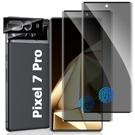 2+2 Pack for Pixel 7 Pro Privacy Screen Protector and Camera Lens Protector, Anti-Spy Tempered Glass, Anti Glare, 3D Full Coverage, Easy Installation, No Bubbles, for Pixel 7 Pro 5G 6.7 Inch