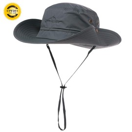 Comhats Sun Hat Men Wide Brim UV Safari Bonnie Hats for Summer Outdoor Hiking Fishing Walking, Waterproof & Windproof Dark Grey M/L