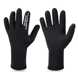 QKURT 3mm Neoprene Wetsuit Gloves- Warm Scuba Gloves Diving Gloves, Adult Five Finger Diving Gloves Use for Diving, Surfing, Kayaking, Snorkeling, Sailing, Boating