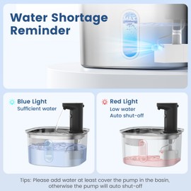 Water Pump with Shortage Alert Sensor and LED Light for Petlipo Wireless Cat Water Fountain