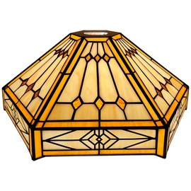 Capulina Tiffany Lamp Shade 12 Inches Wide Accessories Replacement Cream Hexagon Tiffany Style Stained Glass Lampshade for Torchiere Floor Lamp and Pendant Light Chandelier
