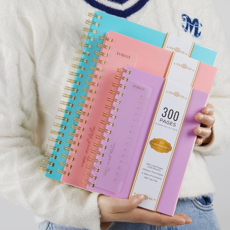NIRMIRO Notebook B5, Notepad, 300 Pages/150 Sheets Wirebound Spiral Notebook