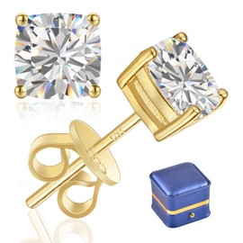 GRA Mens S925 Sterling Silver Moissanite Stud Earrings- 0.6CT D Color Lab Created Diamond Earring 18K White Gold Earring for Men Women (Moissanite-0.6Ct(0.3ct*2)