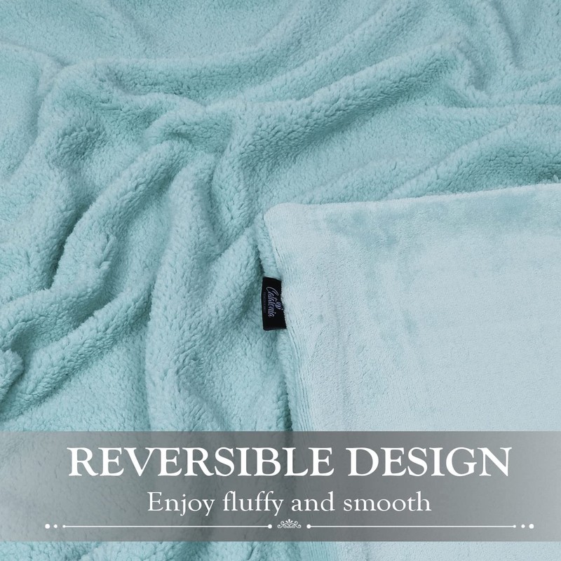 Green Fluffy Fleece Sherpa Sofa Throws Single Blanket, Warm Thick