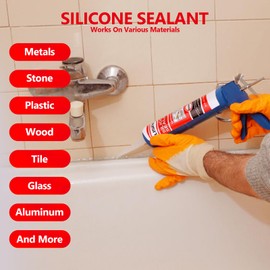 Clear Advanced Silicone Caulk & Sealant, 10Oz Cartridge, 100% Waterproof RTV Silicone Sealant for Kitchen and Bathroom, Shower, Toilet, Sink, Window and Door, Shrink & Crack Proof, 12 Pack