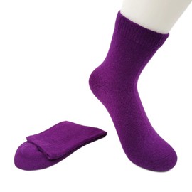 iMongol Pure Cashmere Thick Women Women Men Unisex Ankle Short Casual Sock, Smooth Toes and Heel Sewed by Handwork, dark purple