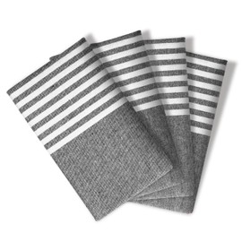 Softopia Cotton Cloth Napkins 18x18 Inches - Striped Design, 100% Cotton, Reusable & Durable Fabric Napkins for Dining, Everyday Meals, Events, Parties - Machine Washable, Set of 4, Black
