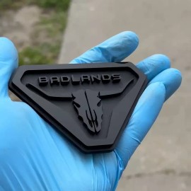 UsaStandard 2x Car Fender Badlands Long Horn Emblem Badge Black on M-Black Ford Bronco SUV