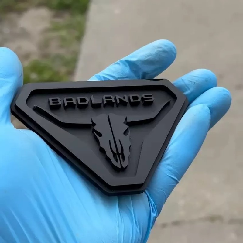 UsaStandard 2x Car Fender Badlands Long Horn Emblem Badge Black
