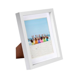 Nicola Spring 1x White 8'' x 10'' 3D Box Photo Frame with White 5'' x 7'' Mount - Standing Hanging Craft Shadow Picture Display - by Nicola Spring