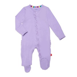 Magnetic Me Girls Modal Magnetic Baby Footie Pajamas | Silky Soft Modal Fabric | Crocus Petal Ruffles | 9-12 Months