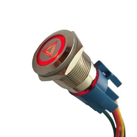 Etopars 12 V, 5 A, 19 mm, luz LED roja para coche, emergencia, botón de advertencia de peligro, interruptor de palanca de metal de acero inoxidable