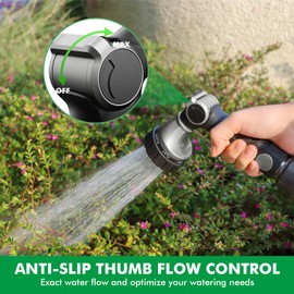 RESTMO Heavy Duty Hose Nozzle, Metal Garden Water Hose Sprayer with 7 Watering Patterns, Thumb Control, On Off Valve, High Pressure Nozzle Sprayer for Watering Plants, Car and Pet Washing, Silver
