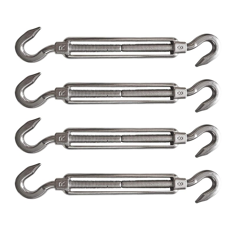 POFET 4pcs M8 Stainless Steel 304 Hook& Hook Turnbuckle Wire