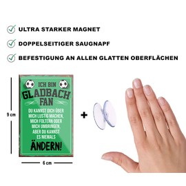 schilderkreis24 Football Magnet "Gladbach Fan" Decorative Fridge Magnet Item Sport Club Gift Idea Club Christmas Football Fan Lovers Enthusiasts 9 x 6 cm