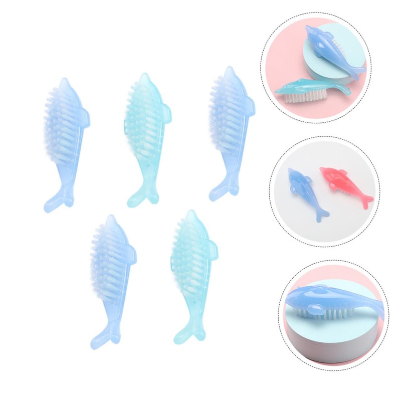 Healvian 5pcs Dolphin Shape Nail Cleaning Brush Fingernail Scrub for