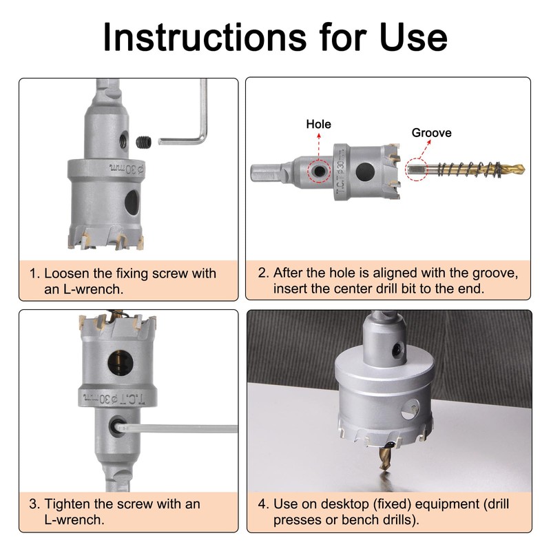HARFINGTON Carbide Hole Saw Kit 13mm (1/2") Metal Hole Cutter