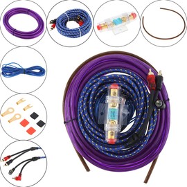 DriSentri 8 Gauge Amp Wiring Kit, 1 Set of Car Power Amplifier Car Speaker Woofer Cables Car Power Amplifier Audio Line Power Line with Fuse Suit, Purple