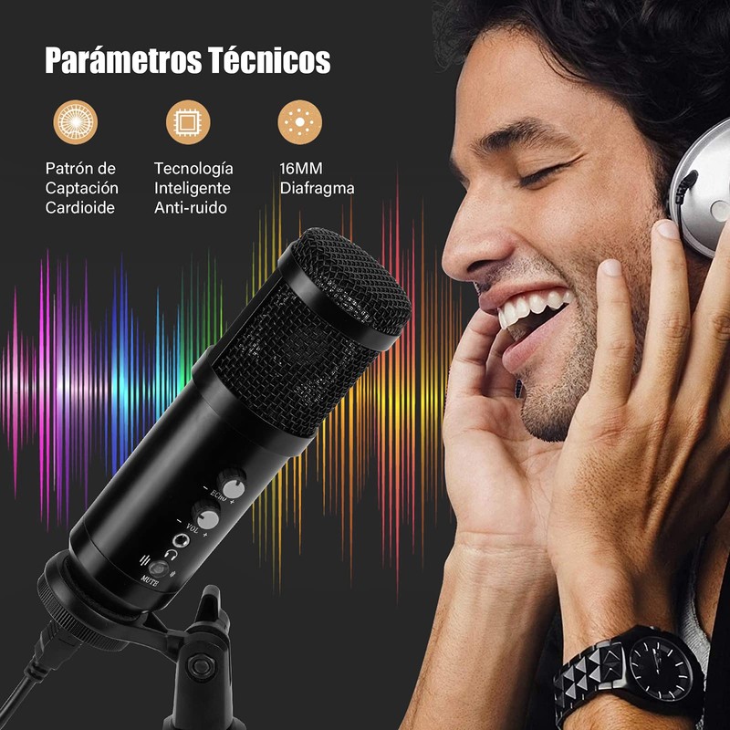 TXG Micrófono Condensador, Micrófono USB con Tripié, Microfono con Soporte