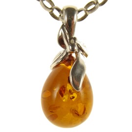 Baltic amber and sterling silver 925 cognac pendant (no chain)