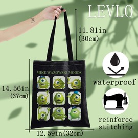 LEVLO Mike Wazowski Tote Bag Monsters Mike Fans Gift Monsters Mike Moods Shoulder Bag For Movie Fans, Mike Moods Bt, M