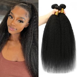 14 14 14 Inch Kinky Straight 3 Bundles Human Hair 12A 100% Unprocessed Brazilian Bundles Human Hair Natural Black