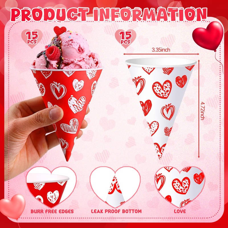 Honeydak 100 Pcs Snow Cone Cups 6 oz Disposable Paper