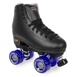 Sure-Grip Fame Outdoor Roller Skates 78A Outdoor Wheels (Mens 10 / Womens 11, Black/Purple)