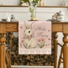 Artoid Mode Pink Bunny Eucalyptus Tulips Easter Table Runner,Seasonal Spring