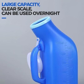 2 Pack Urinal Bottle 1200ml/34 Ounce Portable urinals, Urinal Bottles with Lid, Male Urine Bottles, Spill Proof Pee Bottle for Men for Hospital, Incontinence, Outdoor, Car, Travel, Camping(Blue)