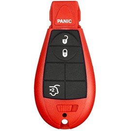 1 New Red Keyless Entry 5 Buttons Remote Start Car Key Fob Fobik Shell / CASE IYZC01C M3N5WY783X for Commander and Grand Cherokee - (No Electronics or Chip Inside)