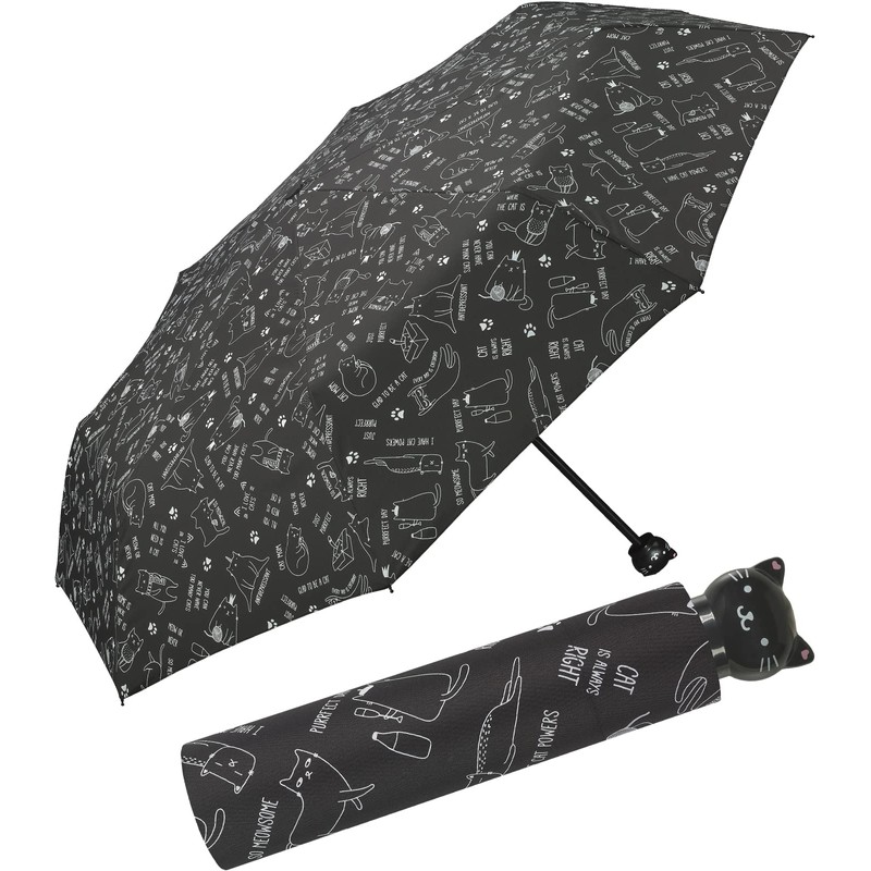Cute Cat Umbrella Women's Pocket Umbrella Hand Opener with Cat