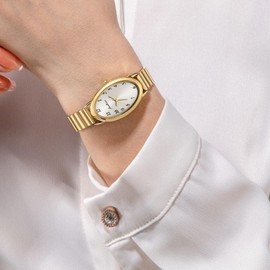 findtime Oval Gold Watches for Women Ladies Watch Elegant Watch for Women Water Resistance Casual Wristwatch