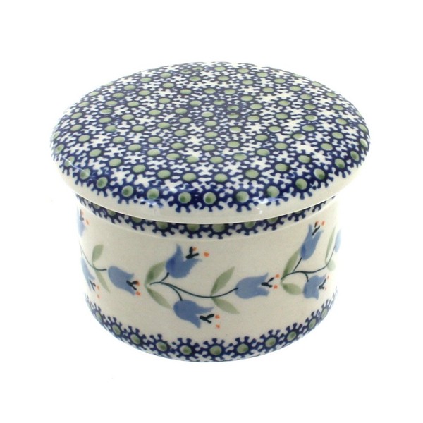 Blue Rose Polish Pottery Tulip French Butter Dish